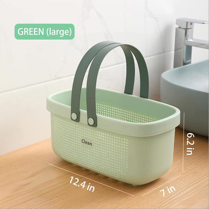 Plastic Storage Basket with Handle Portable Shower Caddy Tote Organizer Basket Bin for Bathroom Kitchen Dorm Room Bedroom, Green