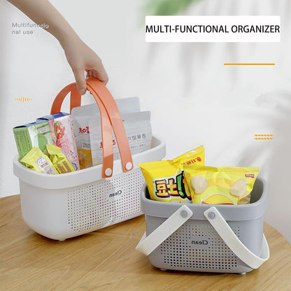 Plastic Storage Basket with Handle Portable Shower Caddy Tote Organizer Basket Bin for Bathroom Kitchen Dorm Room Bedroom, Green