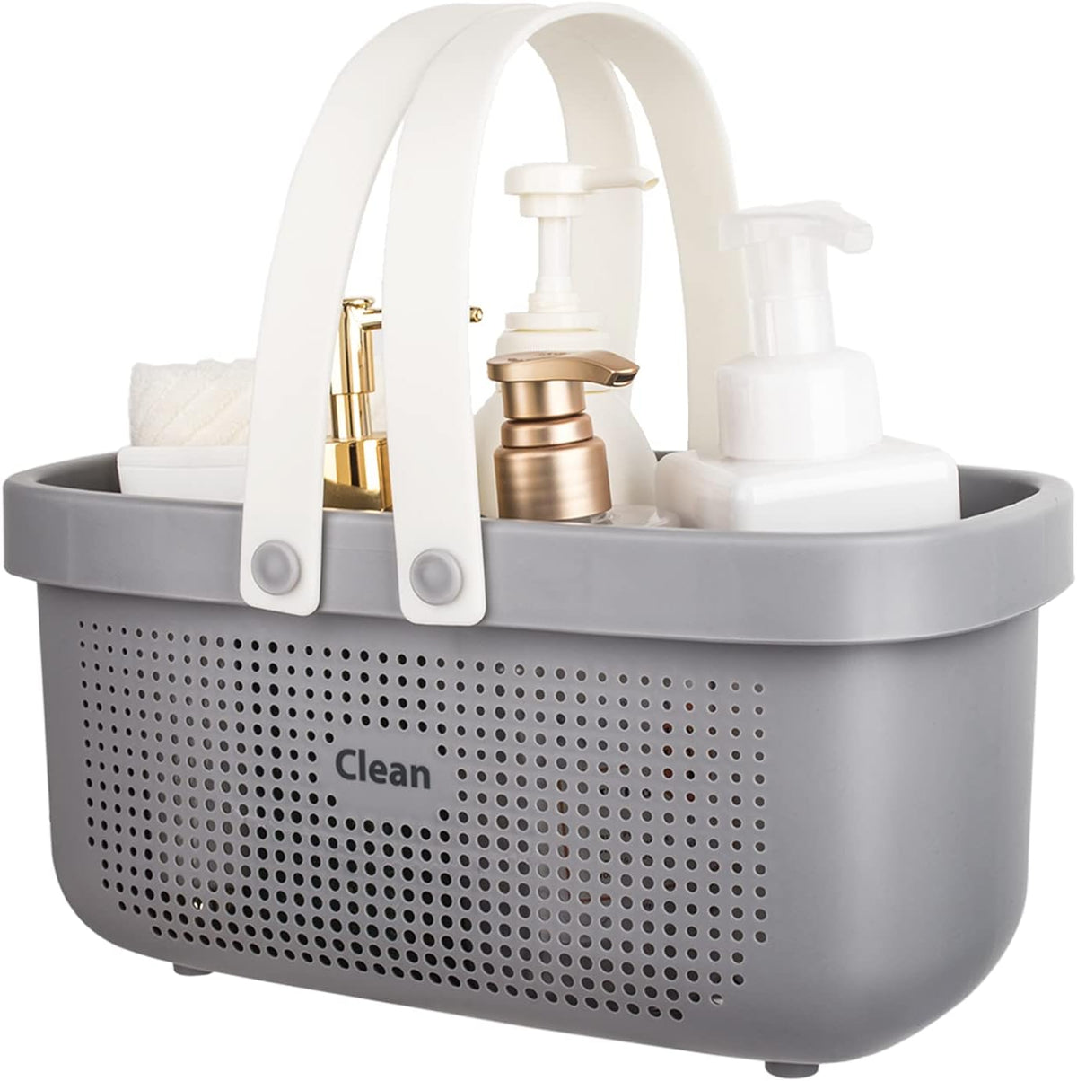 Plastic Storage Basket with Handle Portable Shower Caddy Tote Organizer Basket Bin for Bathroom Kitchen Dorm Room Bedroom, Green