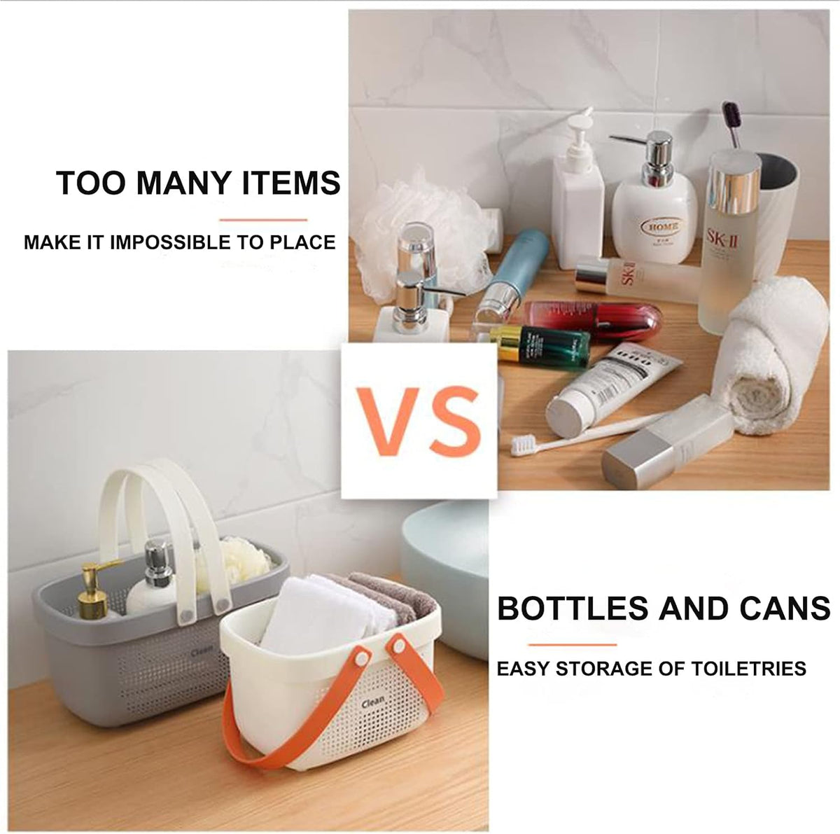 Plastic Storage Basket with Handle Portable Shower Caddy Tote Organizer Basket Bin for Bathroom Kitchen Dorm Room Bedroom, Green