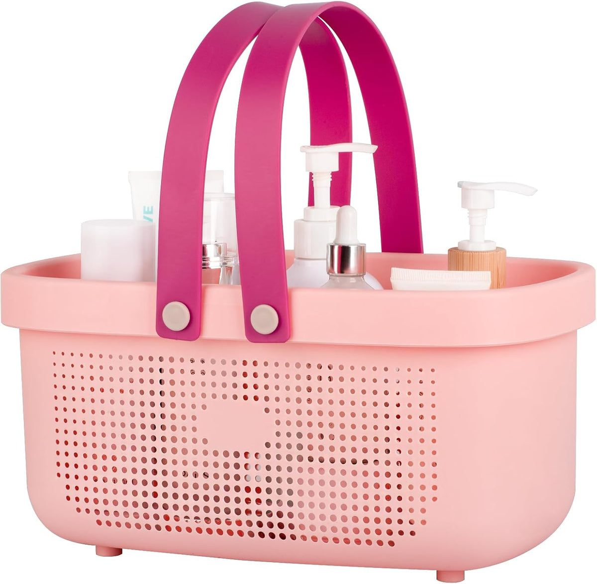 Plastic Storage Basket with Handle Portable Shower Caddy Tote Organizer Basket Bin for Bathroom Kitchen Dorm Room Bedroom, Green