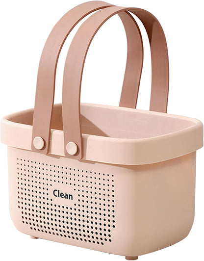 Plastic Storage Basket with Handle Portable Shower Caddy Tote Organizer Basket Bin for Bathroom Kitchen Dorm Room Bedroom, Green