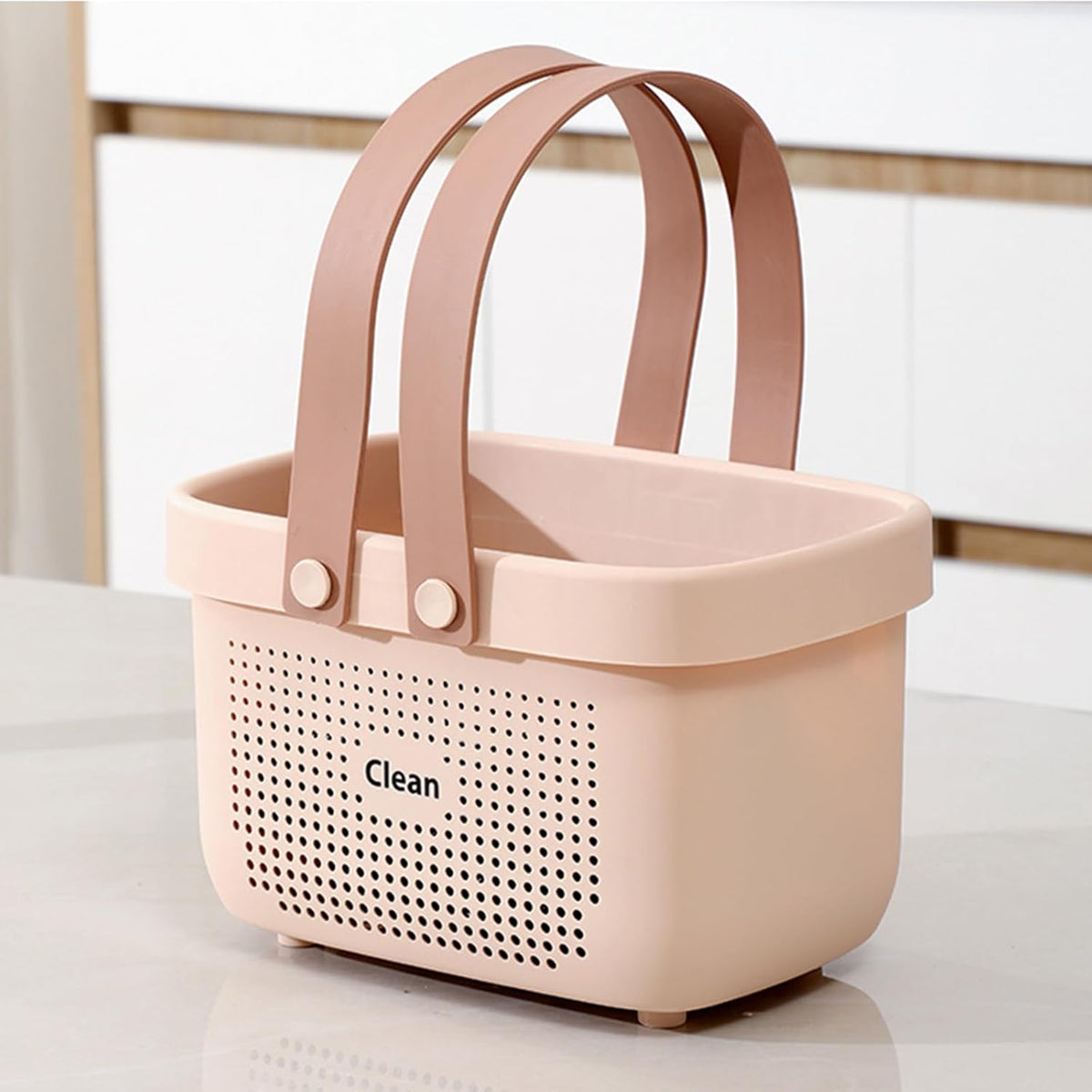 Plastic Storage Basket with Handle Portable Shower Caddy Tote Organizer Basket Bin for Bathroom Kitchen Dorm Room Bedroom, Green