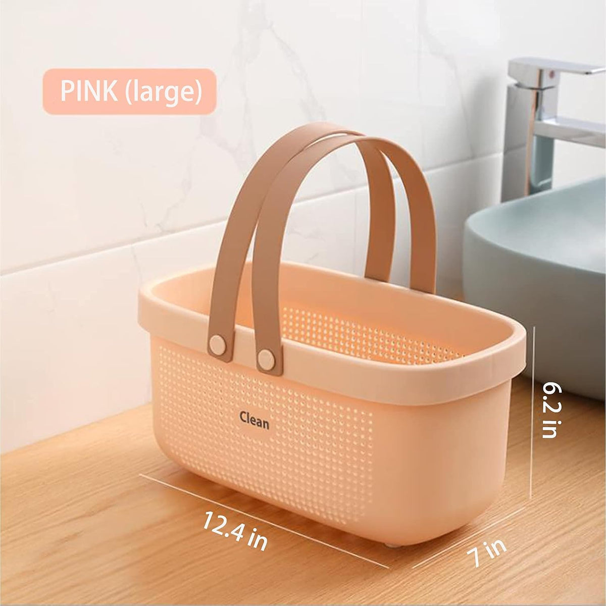 Plastic Storage Basket with Handle Portable Shower Caddy Tote Organizer Basket Bin for Bathroom Kitchen Dorm Room Bedroom, Green