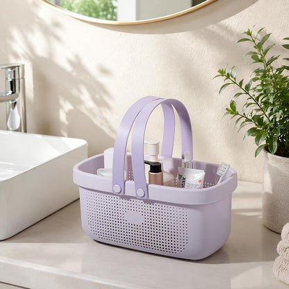 Plastic Storage Basket with Handle Portable Shower Caddy Tote Organizer Basket Bin for Bathroom Kitchen Dorm Room Bedroom, Green