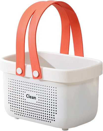 Plastic Storage Basket with Handle Portable Shower Caddy Tote Organizer Basket Bin for Bathroom Kitchen Dorm Room Bedroom, Green