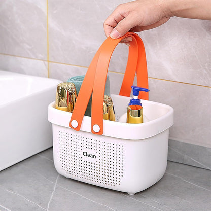 Plastic Storage Basket with Handle Portable Shower Caddy Tote Organizer Basket Bin for Bathroom Kitchen Dorm Room Bedroom, Green