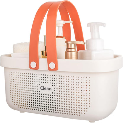 Plastic Storage Basket with Handle Portable Shower Caddy Tote Organizer Basket Bin for Bathroom Kitchen Dorm Room Bedroom, Green