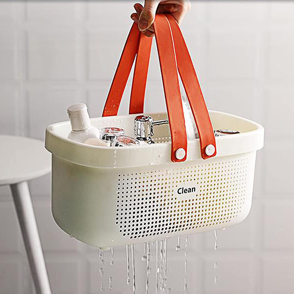 Plastic Storage Basket with Handle Portable Shower Caddy Tote Organizer Basket Bin for Bathroom Kitchen Dorm Room Bedroom, Green