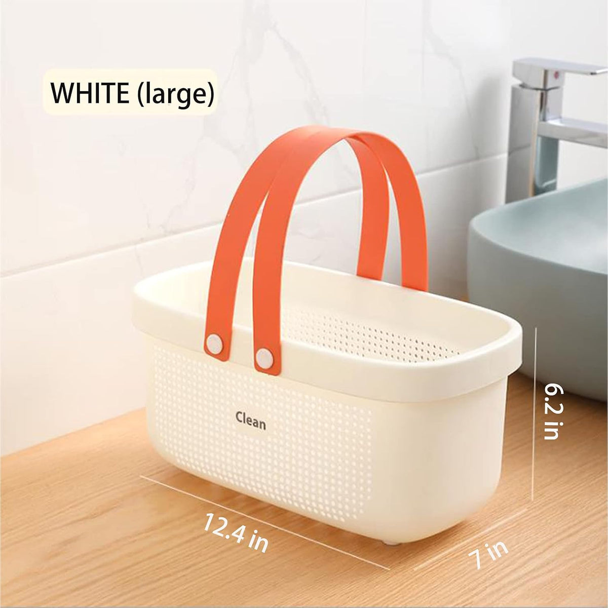 Plastic Storage Basket with Handle Portable Shower Caddy Tote Organizer Basket Bin for Bathroom Kitchen Dorm Room Bedroom, Green