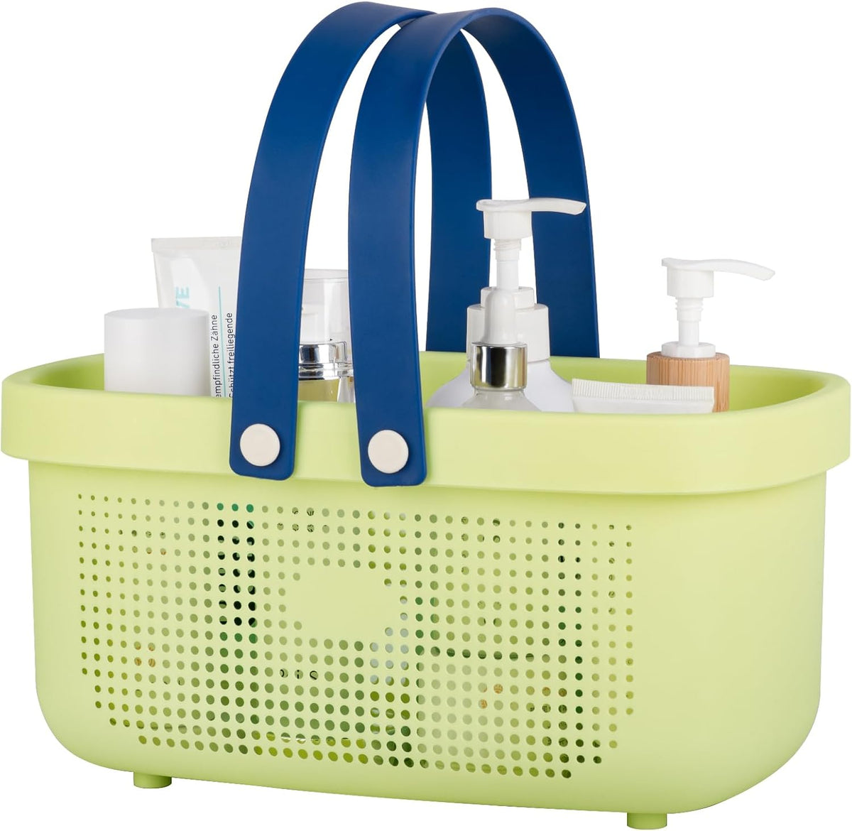Plastic Storage Basket with Handle Portable Shower Caddy Tote Organizer Basket Bin for Bathroom Kitchen Dorm Room Bedroom, Green