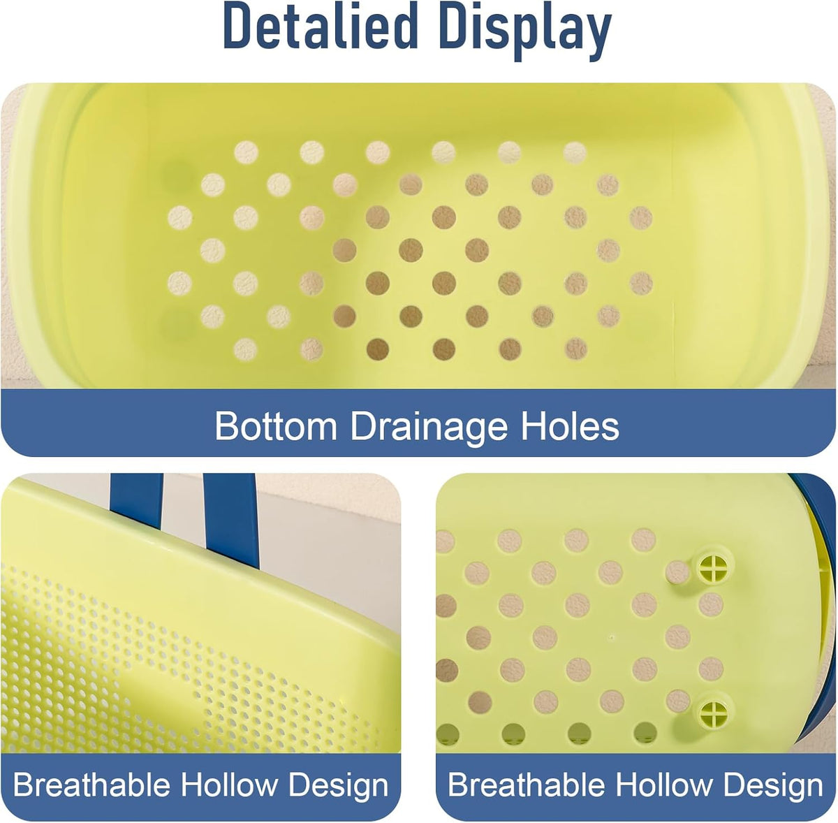 Plastic Storage Basket with Handle Portable Shower Caddy Tote Organizer Basket Bin for Bathroom Kitchen Dorm Room Bedroom, Green