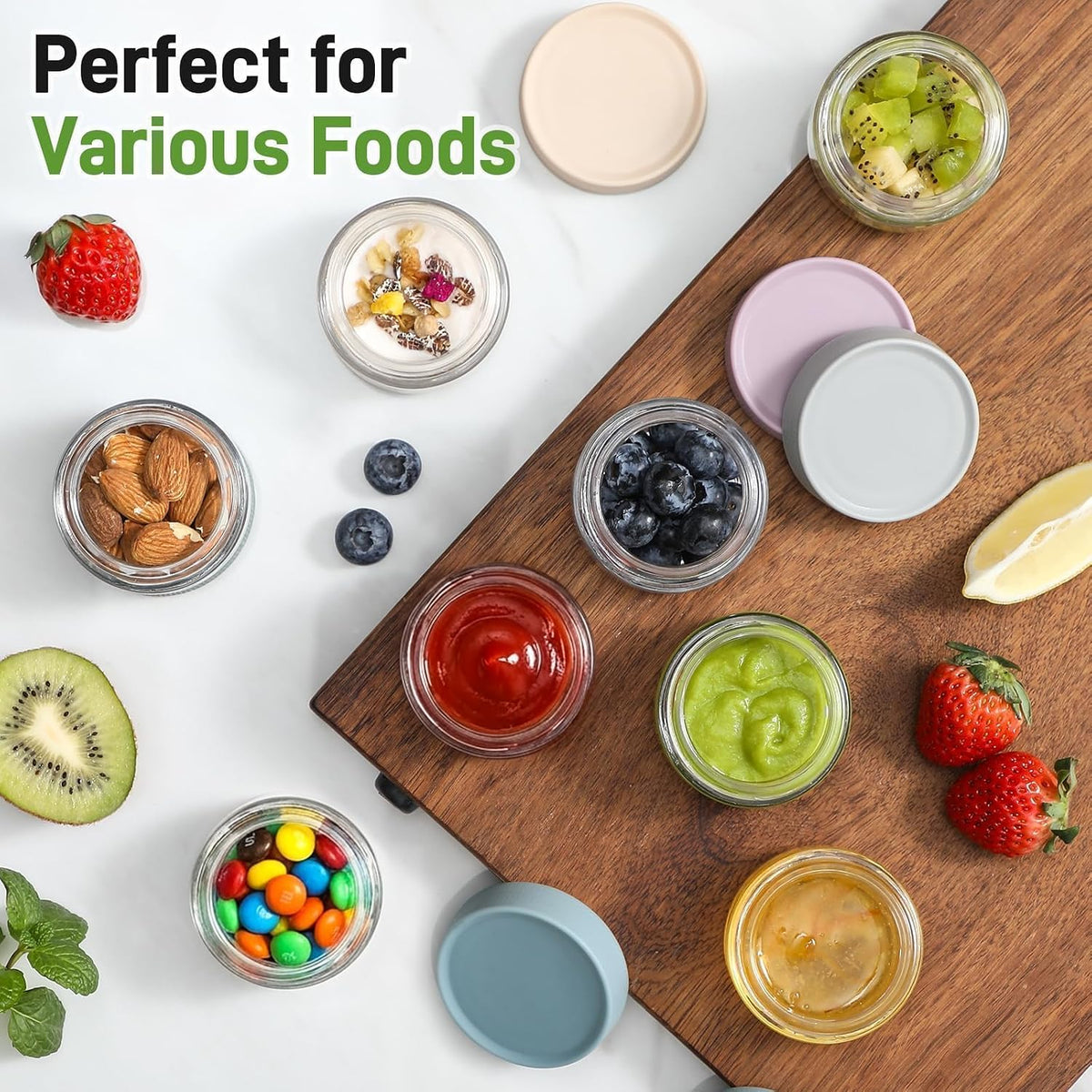 2oz Glass Salad Dressing Containers, 6-Pack Small Sauce Containers with Lids and Mini Condiment Cups Containers,To Go Glass Jars for Meal Prep Lunch box