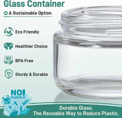 2oz Glass Salad Dressing Containers, 6-Pack Small Sauce Containers with Lids and Mini Condiment Cups Containers,To Go Glass Jars for Meal Prep Lunch box