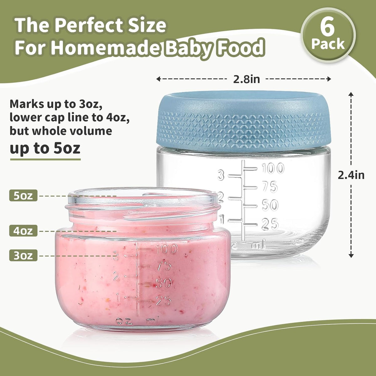 2oz Glass Salad Dressing Containers, 6-Pack Small Sauce Containers with Lids and Mini Condiment Cups Containers,To Go Glass Jars for Meal Prep Lunch box
