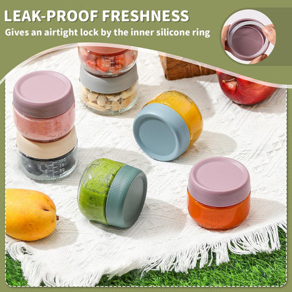 2oz Glass Salad Dressing Containers, 6-Pack Small Sauce Containers with Lids and Mini Condiment Cups Containers,To Go Glass Jars for Meal Prep Lunch box