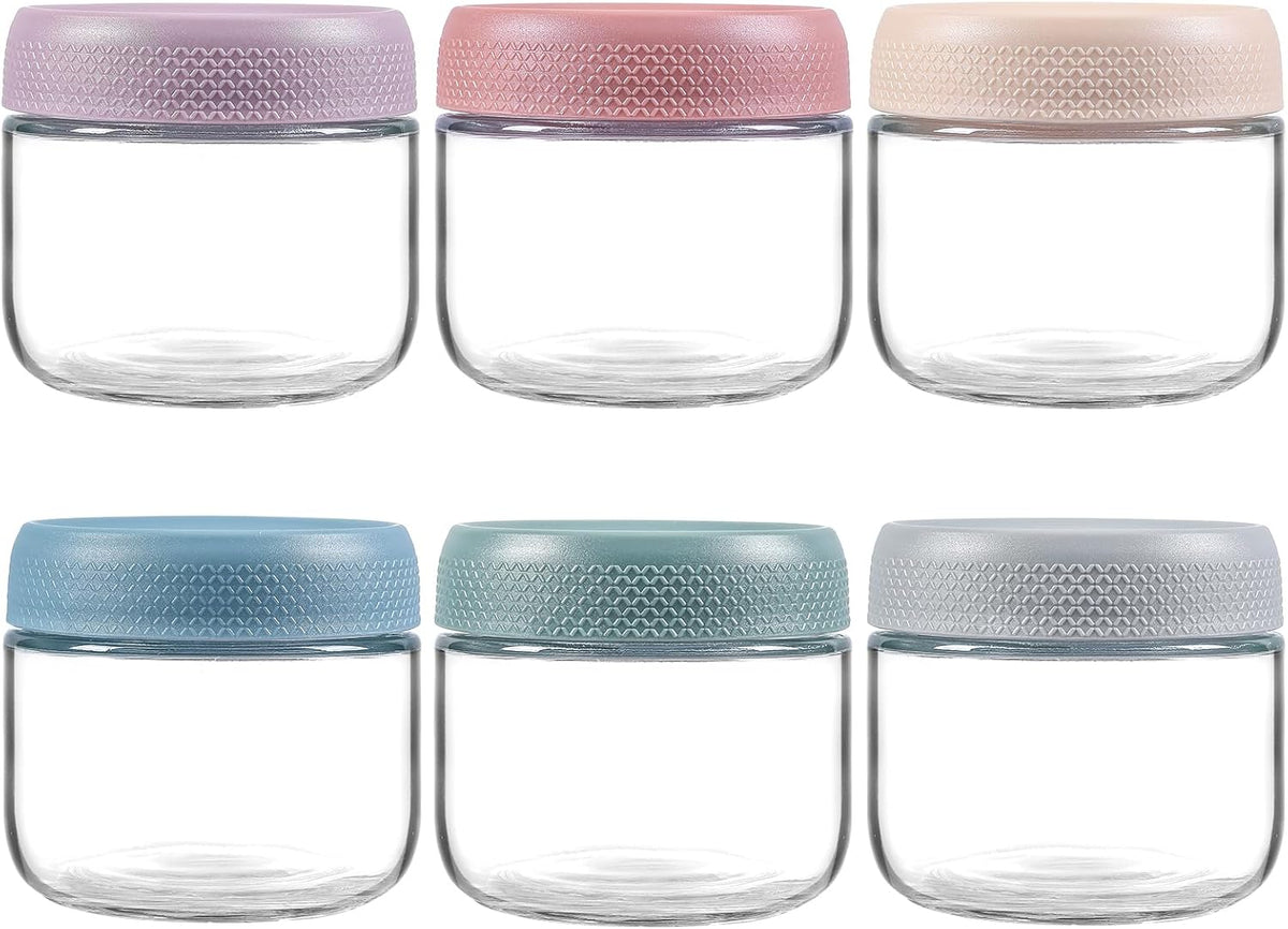 2oz Glass Salad Dressing Containers, 6-Pack Small Sauce Containers with Lids and Mini Condiment Cups Containers,To Go Glass Jars for Meal Prep Lunch box