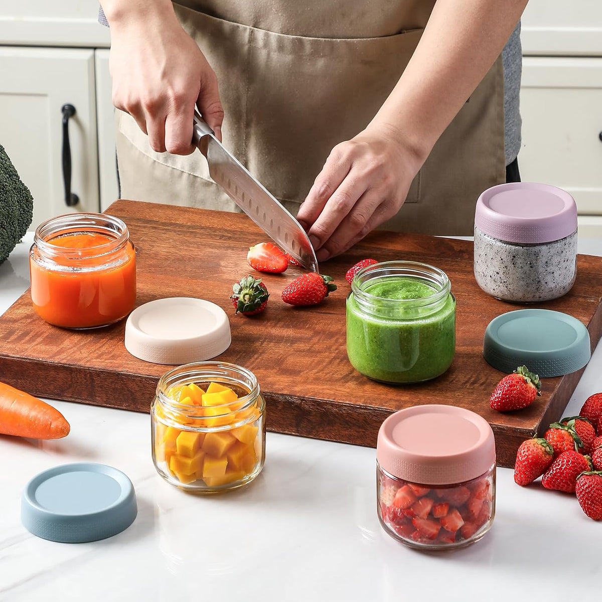 2oz Glass Salad Dressing Containers, 6-Pack Small Sauce Containers with Lids and Mini Condiment Cups Containers,To Go Glass Jars for Meal Prep Lunch box