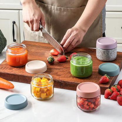 2oz Glass Salad Dressing Containers, 6-Pack Small Sauce Containers with Lids and Mini Condiment Cups Containers,To Go Glass Jars for Meal Prep Lunch box