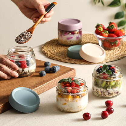 2oz Glass Salad Dressing Containers, 6-Pack Small Sauce Containers with Lids and Mini Condiment Cups Containers,To Go Glass Jars for Meal Prep Lunch box