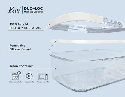 Duo Loc Deli Meat Containers for Fridge with Airtight Lids, Stackable Refrigerator Organizer for Lunch Meat Storage Sandwich Ham Cheese Salami Sliced Turkey, Clear Tritan Box (Cold Cuts 3pk)