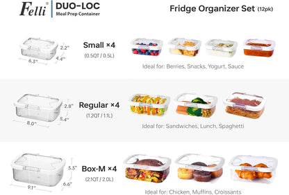 Duo Loc Deli Meat Containers for Fridge with Airtight Lids, Stackable Refrigerator Organizer for Lunch Meat Storage Sandwich Ham Cheese Salami Sliced Turkey, Clear Tritan Box (Cold Cuts 3pk)