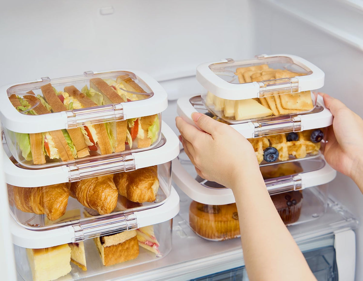 Duo Loc Deli Meat Containers for Fridge with Airtight Lids, Stackable Refrigerator Organizer for Lunch Meat Storage Sandwich Ham Cheese Salami Sliced Turkey, Clear Tritan Box (Cold Cuts 3pk)