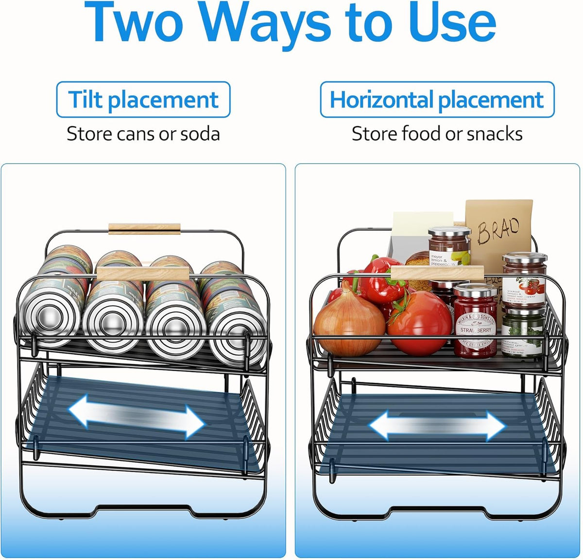 4 Tier Can Organizer for Pantry, 16.9" W×11.5" D×16.7" H, Space-Saving Adjustable Metal Hold 40 Standard 12-oz Cans Storage Rack Holder for Countertop Kitchen Soda Drinks Fruits, Chrome