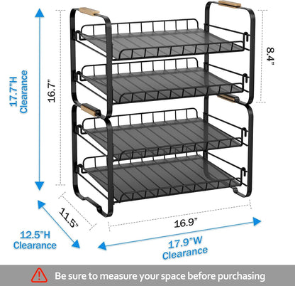 4 Tier Can Organizer for Pantry, 16.9" W×11.5" D×16.7" H, Space-Saving Adjustable Metal Hold 40 Standard 12-oz Cans Storage Rack Holder for Countertop Kitchen Soda Drinks Fruits, Chrome