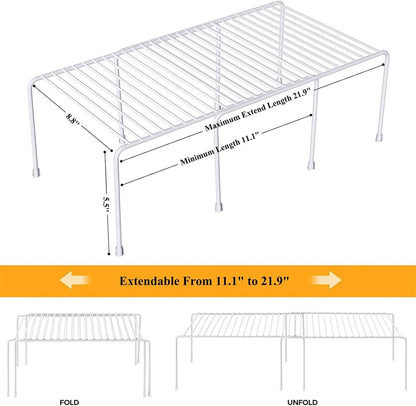 Expandable Freezer Shelf Cooler Shelf Organizer 15.8"-22" | Thickened Heavy Duty Cabinet Shelf Riser Rack Organizer and Storage for Kitchen Pantry Refrigerator
