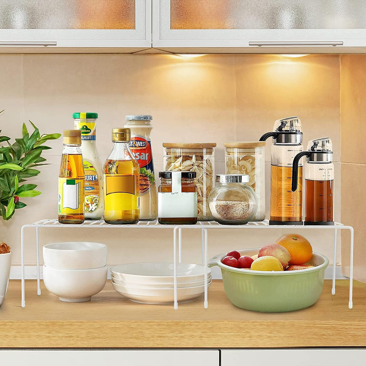 Expandable Freezer Shelf Cooler Shelf Organizer 15.8"-22" | Thickened Heavy Duty Cabinet Shelf Riser Rack Organizer and Storage for Kitchen Pantry Refrigerator