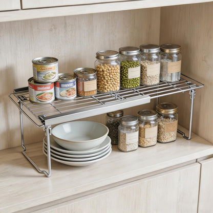 Expandable Freezer Shelf Cooler Shelf Organizer 15.8"-22" | Thickened Heavy Duty Cabinet Shelf Riser Rack Organizer and Storage for Kitchen Pantry Refrigerator