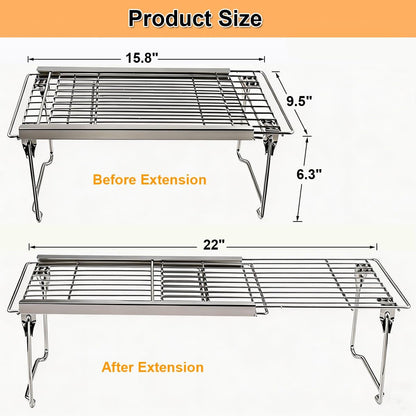 Expandable Freezer Shelf Cooler Shelf Organizer 15.8"-22" | Thickened Heavy Duty Cabinet Shelf Riser Rack Organizer and Storage for Kitchen Pantry Refrigerator