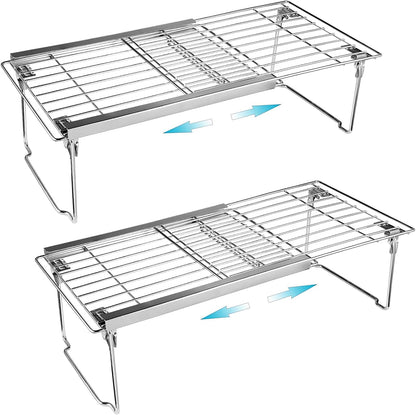 Expandable Freezer Shelf Cooler Shelf Organizer 15.8"-22" | Thickened Heavy Duty Cabinet Shelf Riser Rack Organizer and Storage for Kitchen Pantry Refrigerator