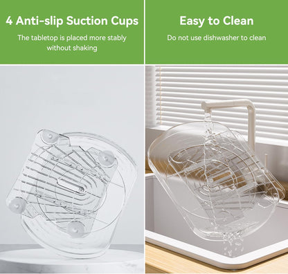 Lazy Susan Turntable Organizer for Refrigerator, 360° Rotating Fridge Organizers and Storage,Rectangle Condiment Organizer Rack for Fridge,Cabinet, Kitchen, Pantry, Countertop, Clear