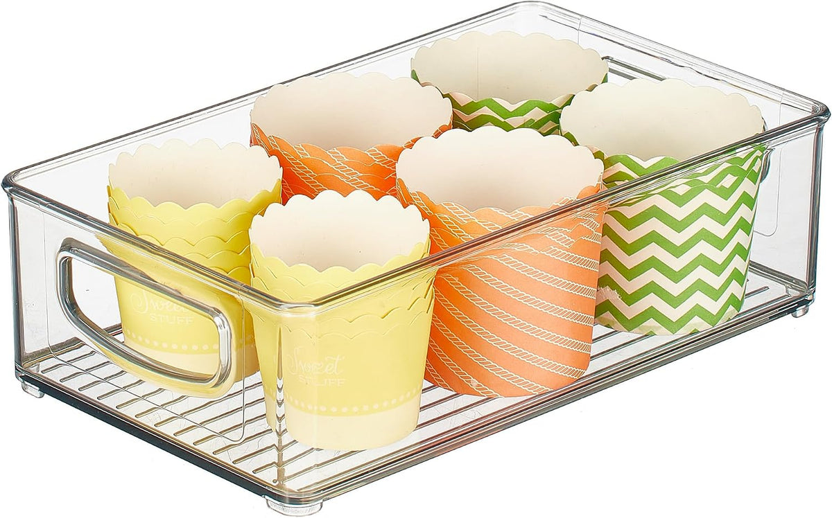 Stackable Pantry Bin with Handles, Set of 2, Clear | Kitchen Storage, Made in USA