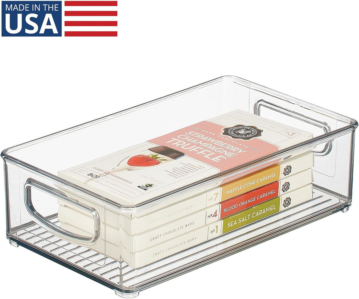 Stackable Pantry Bin with Handles, Set of 2, Clear | Kitchen Storage, Made in USA