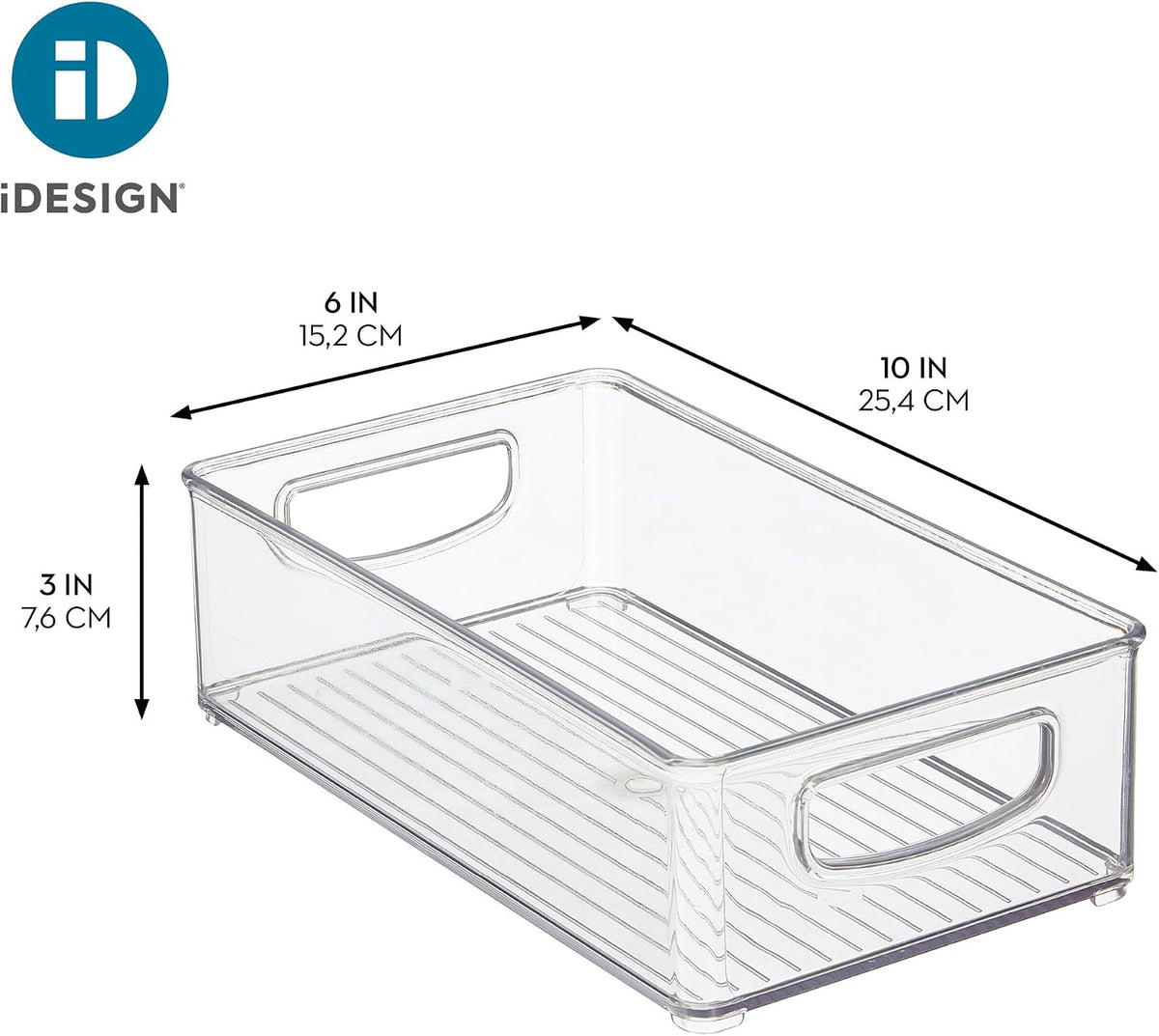 Stackable Pantry Bin with Handles, Set of 2, Clear | Kitchen Storage, Made in USA