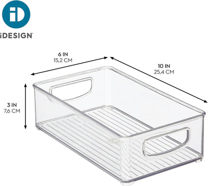 Stackable Pantry Bin with Handles, Set of 2, Clear | Kitchen Storage, Made in USA