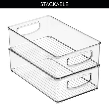 Stackable Pantry Bin with Handles, Set of 2, Clear | Kitchen Storage, Made in USA