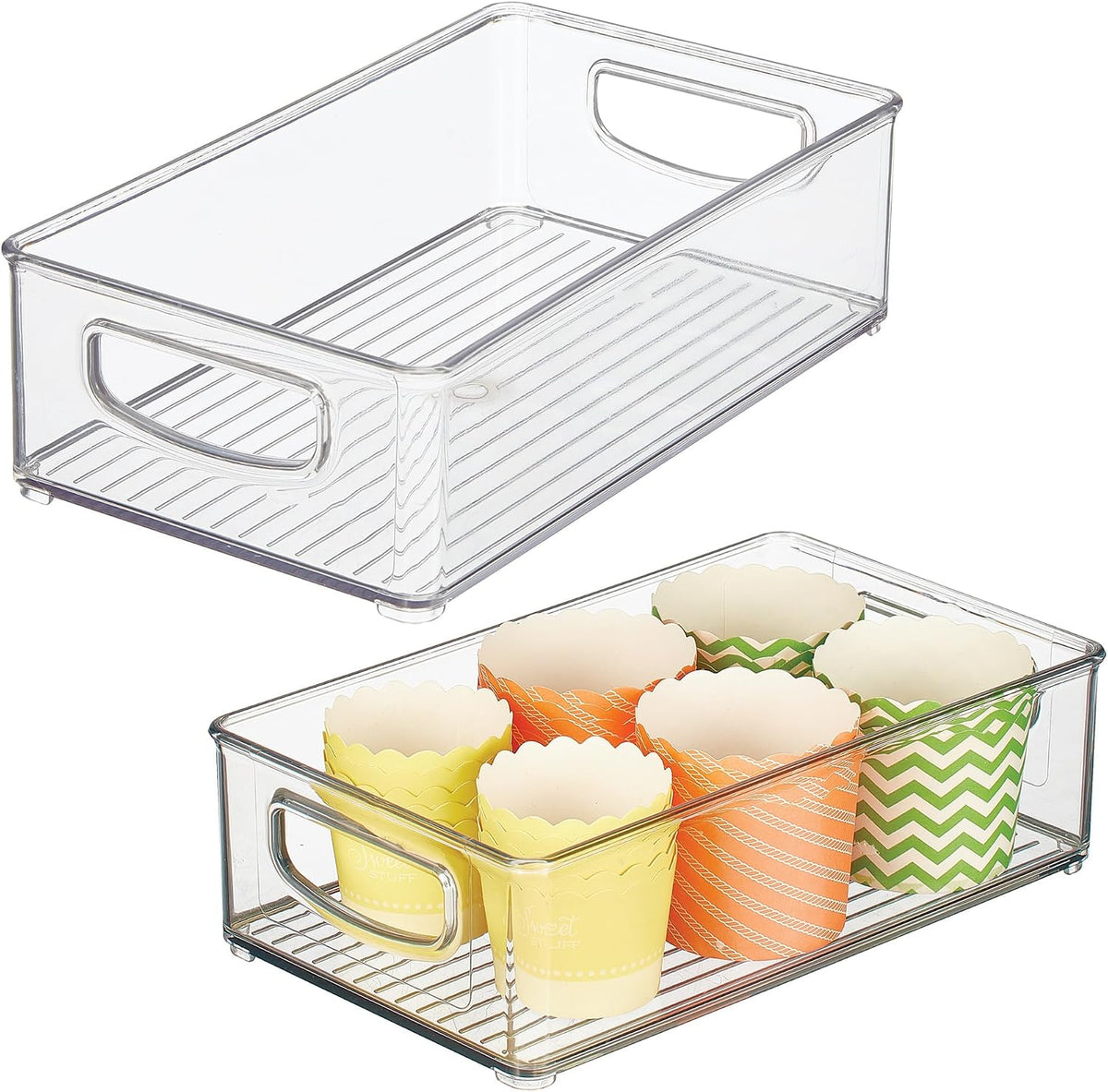 Stackable Pantry Bin with Handles, Set of 2, Clear | Kitchen Storage, Made in USA