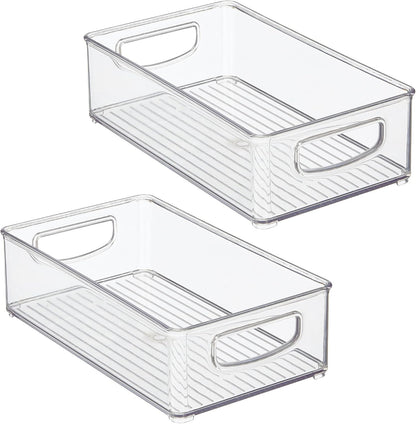 Stackable Pantry Bin with Handles, Set of 2, Clear | Kitchen Storage, Made in USA