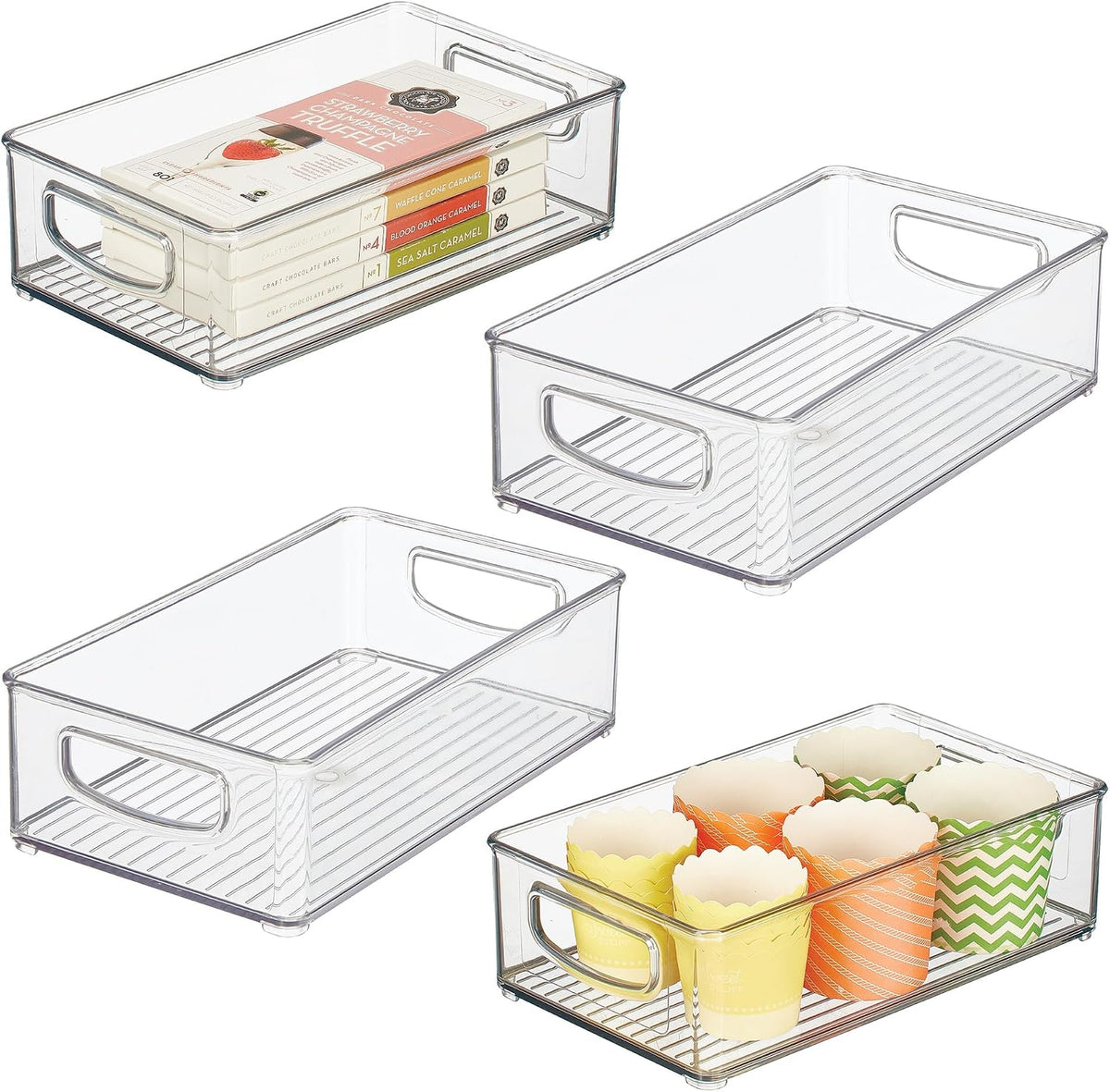 Stackable Pantry Bin with Handles, Set of 2, Clear | Kitchen Storage, Made in USA