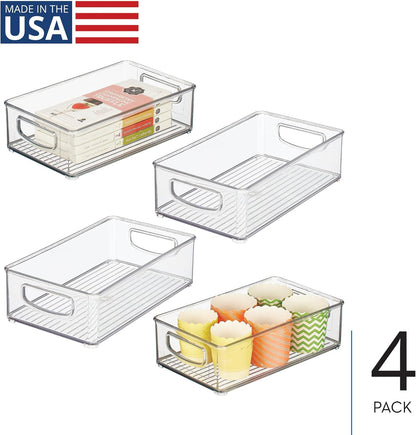 Stackable Pantry Bin with Handles, Set of 2, Clear | Kitchen Storage, Made in USA