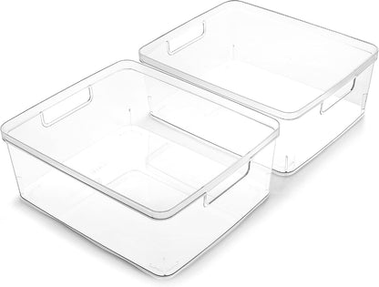 BINO | Plastic Storage Bins, X-Small - 5 Pack | THE LUCID COLLECTION | Multi-Use Built-In Handles BPA-Free Clear Storage Containers | Fridge Organizer | Pantry & Home Organization