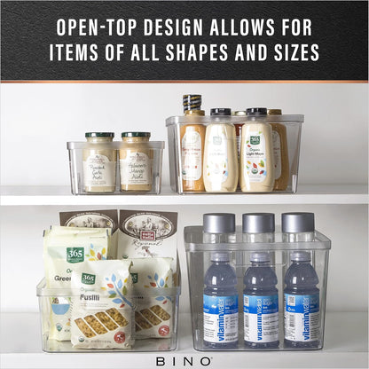 BINO | Plastic Storage Bins, X-Small - 5 Pack | THE LUCID COLLECTION | Multi-Use Built-In Handles BPA-Free Clear Storage Containers | Fridge Organizer | Pantry & Home Organization