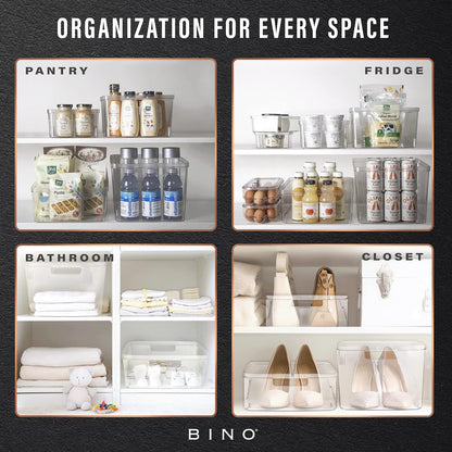 BINO | Plastic Storage Bins, X-Small - 5 Pack | THE LUCID COLLECTION | Multi-Use Built-In Handles BPA-Free Clear Storage Containers | Fridge Organizer | Pantry & Home Organization