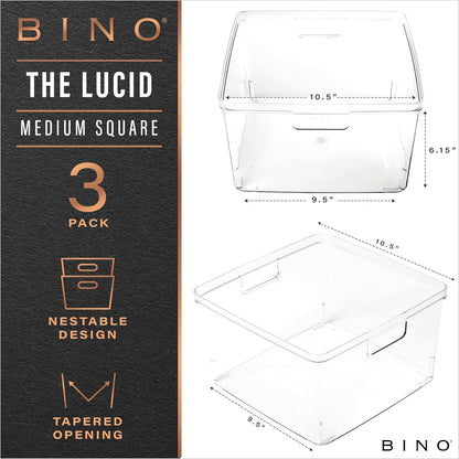 BINO | Plastic Storage Bins, X-Small - 5 Pack | THE LUCID COLLECTION | Multi-Use Built-In Handles BPA-Free Clear Storage Containers | Fridge Organizer | Pantry & Home Organization