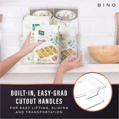 BINO | Plastic Storage Bins, X-Small - 5 Pack | THE LUCID COLLECTION | Multi-Use Built-In Handles BPA-Free Clear Storage Containers | Fridge Organizer | Pantry & Home Organization
