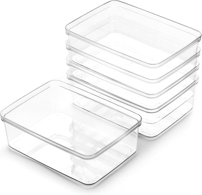 BINO | Plastic Storage Bins, X-Small - 5 Pack | THE LUCID COLLECTION | Multi-Use Built-In Handles BPA-Free Clear Storage Containers | Fridge Organizer | Pantry & Home Organization